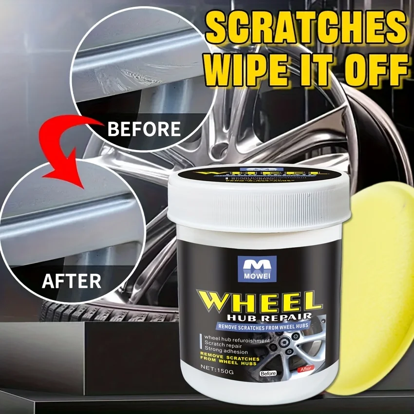 Rim Scratch Repair Kit Wheel Scratch Removal & Restoration with Sponge-Quick Fix for Scratches with Long-Lasting for All Vehicle