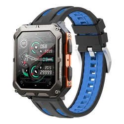 Silicone Sports Watch Band - 22mm Strap Replacement Wristband for Smartwatch Accessories (Black Blue)