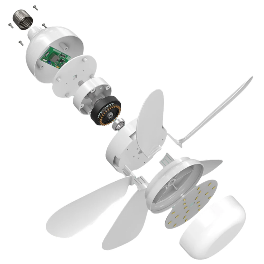 LED Ceiling Fan Light E27 40W Ultra Quiet Remote Control Ceiling Fan Lamp Detachable Color Blade Dimming Air Circulation