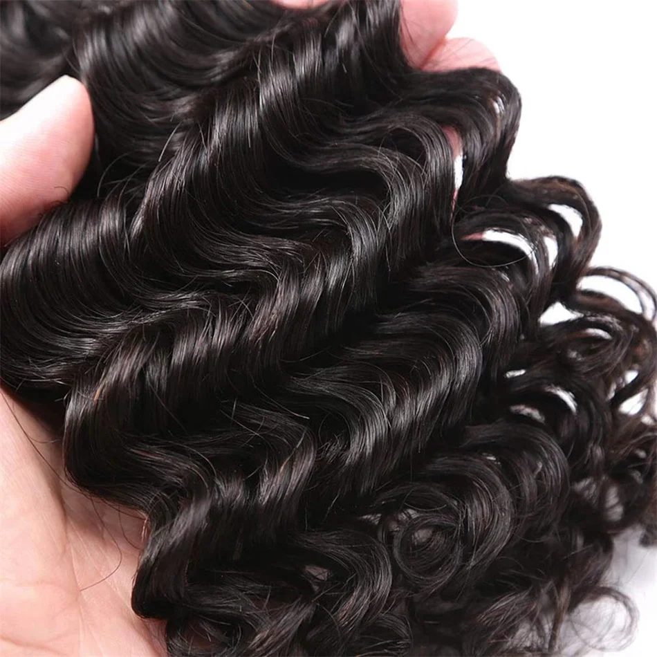 Deep Wave Hair Bundles Brazilian Hair Weave Bundles 1 3 4 PCS Virgin 100% Human Extensions Thick End