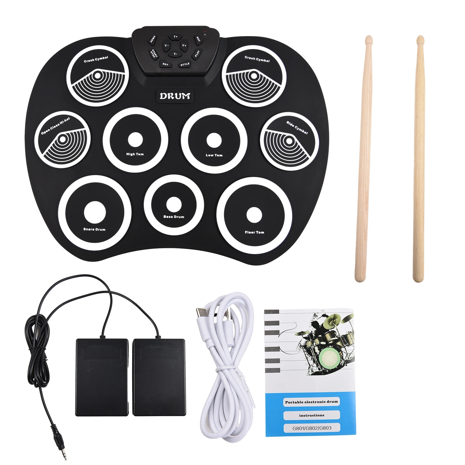 Electronic Drum Set 9 Pad MIDI Interface Supports DTX Games Portable Set Gifts with Drumsticks Pedals portable drum pad,virtual drum kit