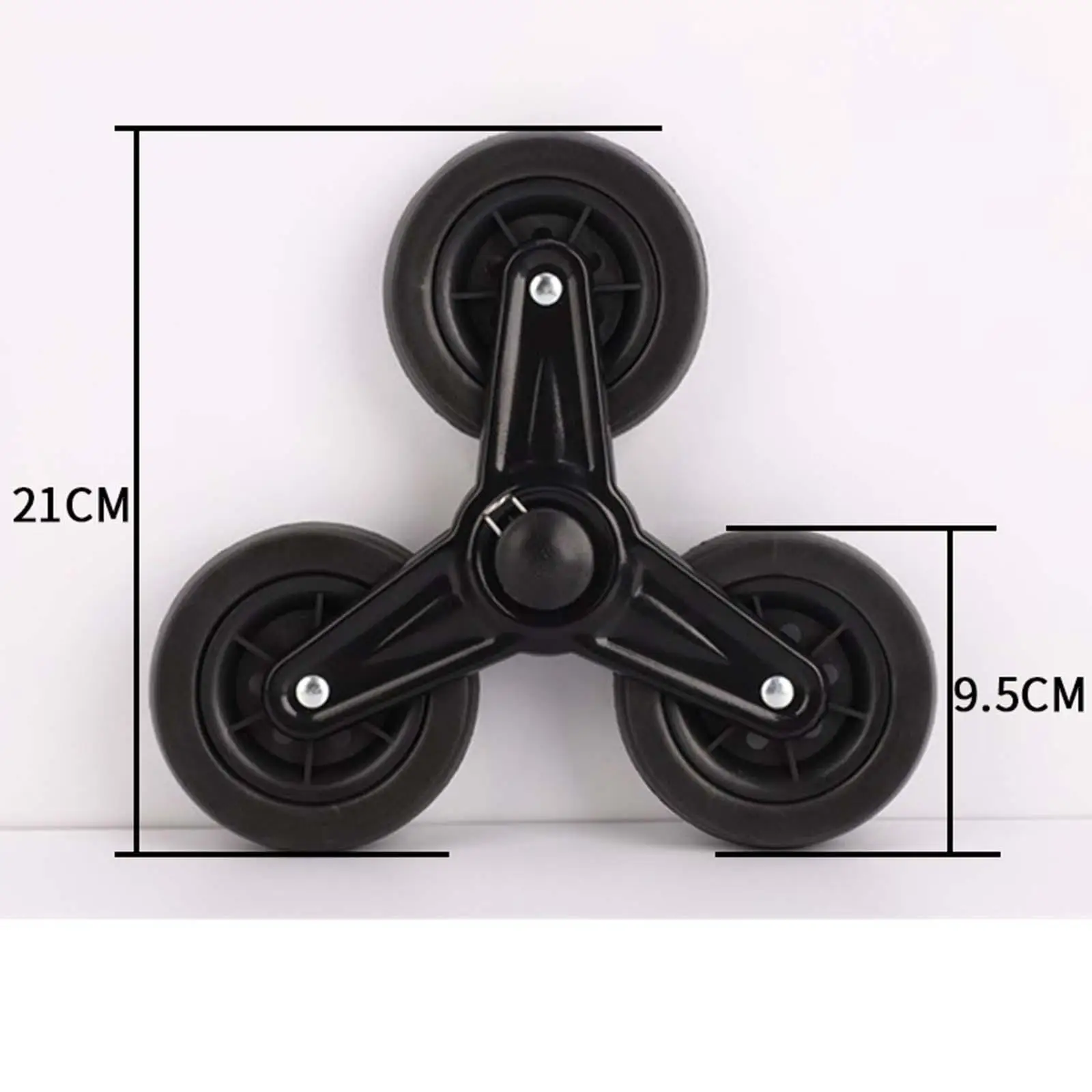 2Pcs Folding Grocery Cart Rubber Tri Wheels Spare Parts for Laundry Cart Easily Install Lightweight Utility Cart Stair Wheels