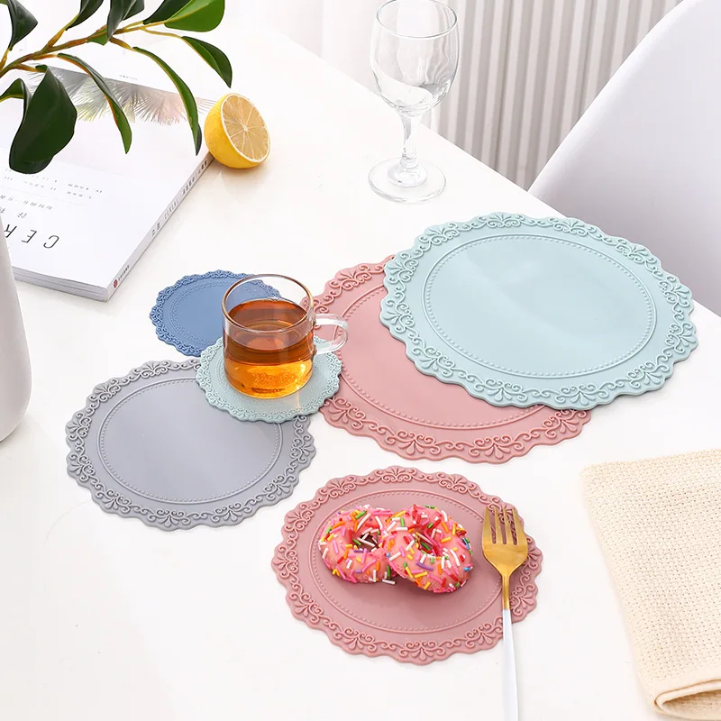 Round Silicone Heat Insulation Pad Kitchen Bowl Pot Placemat Table Dining Mat W 