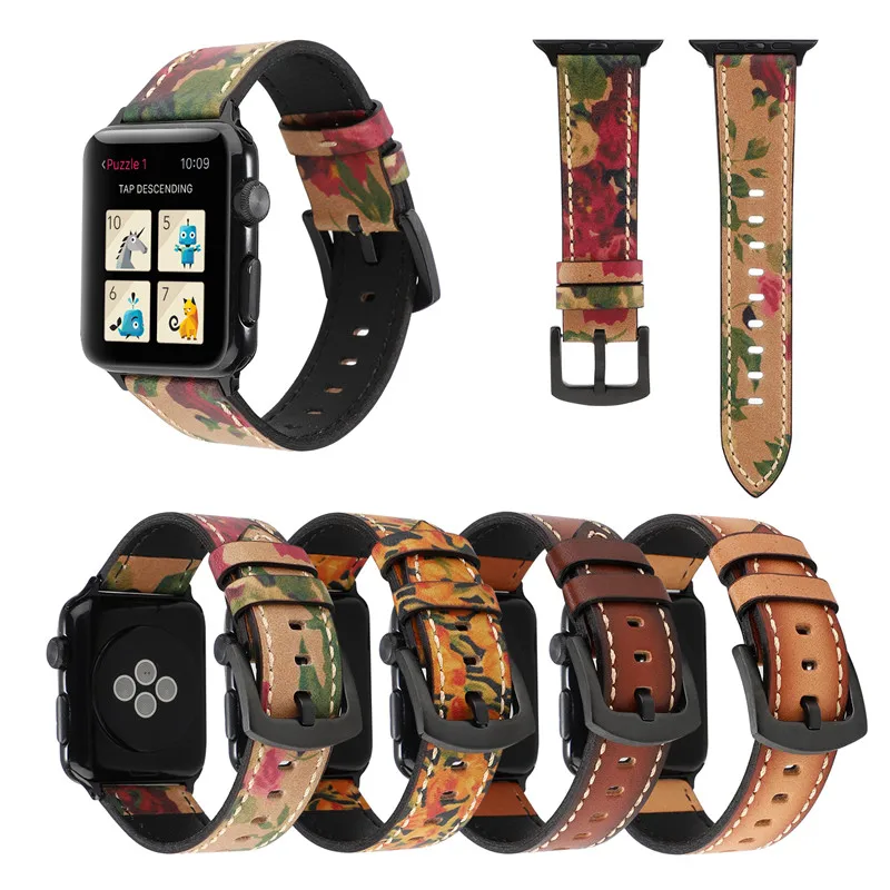 

Vintage Genuine Leather Strap for Apple Watch Series 8 7 SE 6 5 4 3 2 1 Fashion Design Wrist Band for iWatch 40mm 44mm 41mm 45mm