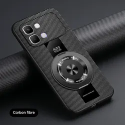 Luxury Magnetic Leather Phone Case with 360 - Degree Rotating Stand and Shockproof Bumper for Infinix Note Edge (Carbon fiber pattern)