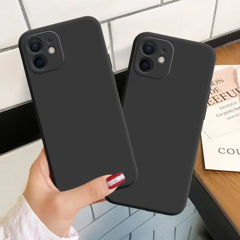 Sleek Matte Square Silicone Phone Case with Camera Protection