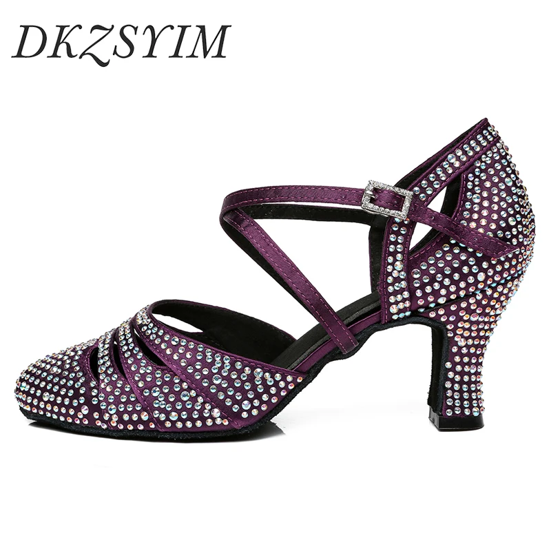 DKZSYIM Women Tango Dance Shoes Closed Toe Dance Shoes High Heel Salsa Ballroom Indoor Modern Latin For Ladies Girls