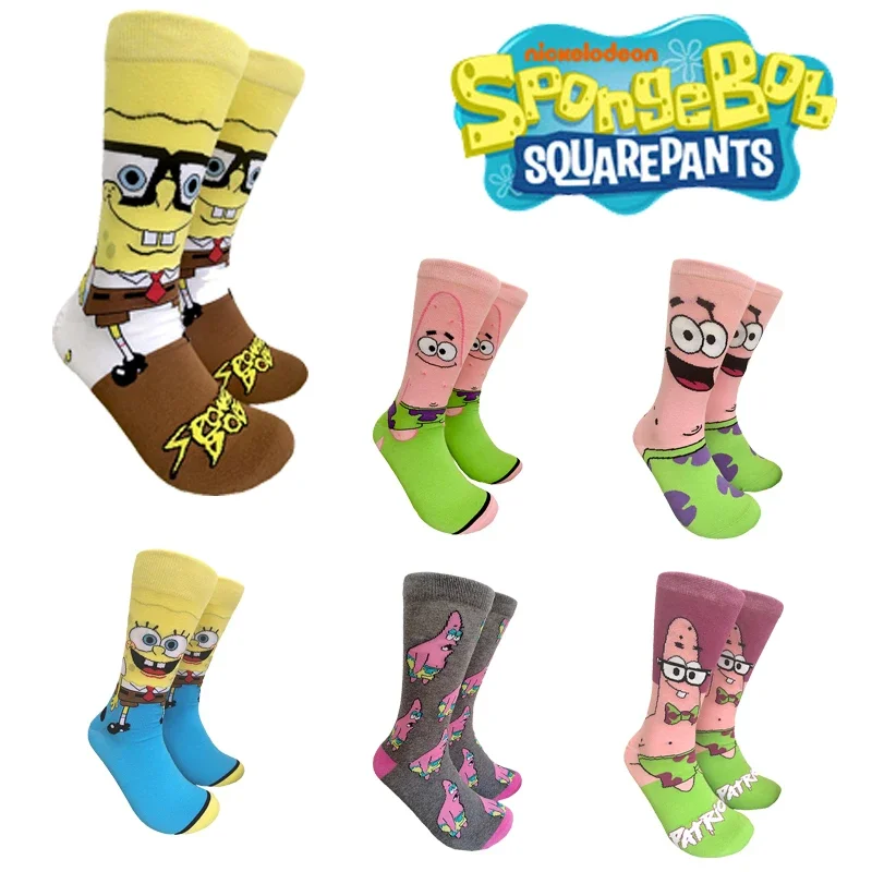 

SpongeBob Patrick Anime Funny Socks Men Women Trendy Hip Hop Cotton Socks High Quality Breathable Sport Cartoon Fashion Socks