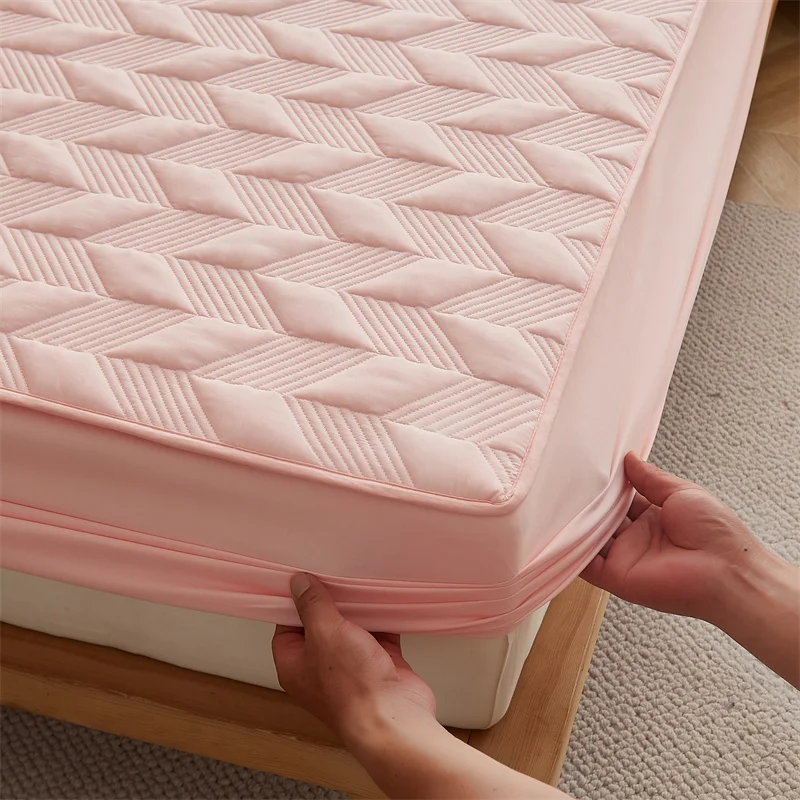 

Soy Fiber Cotton Bed Cover for Single Double Queen King Bed Adjustable Mattress Cover with Elastic Belt Fitted Sheet Bed Sheet