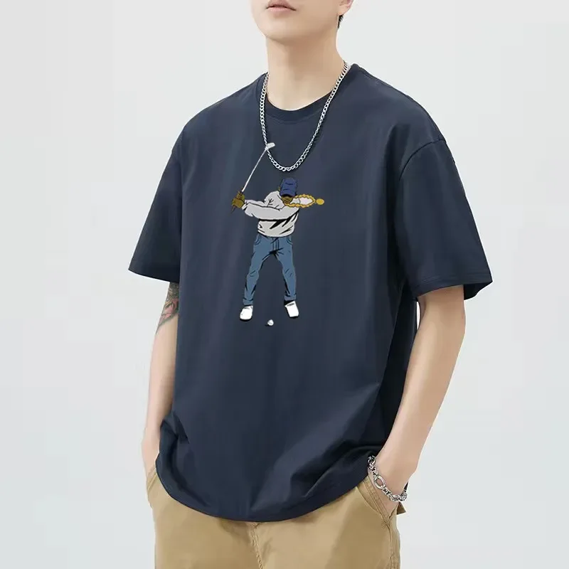 

Pure Cotton Luxury Golf T-shirt Women's Golf Wear 2024 Summer New Quick Drying Tee Korean Golf Clothing Men's Short SleeveTop