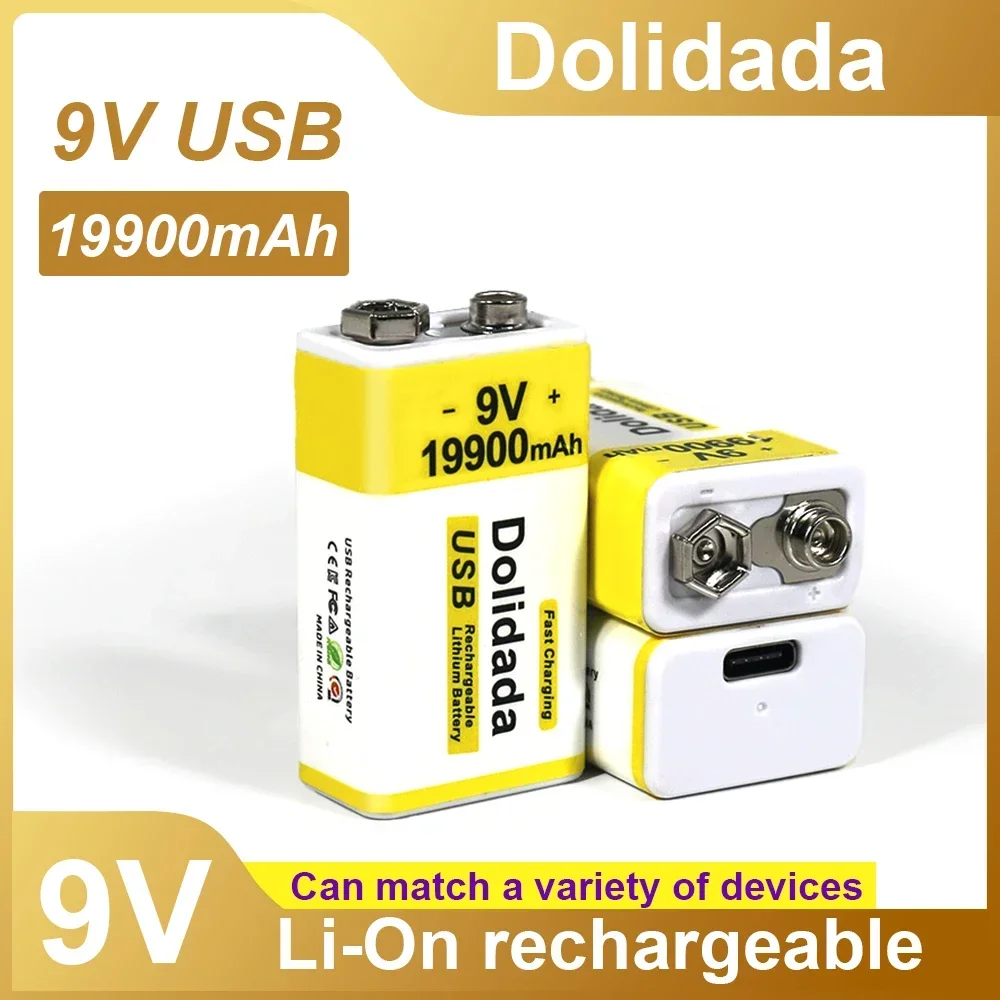 

Best-selling 9V 19900mAh+USB Fast Charging Line LI-ION Rechargeable Battery for Multimeter Microphone Toy+Free Shipping