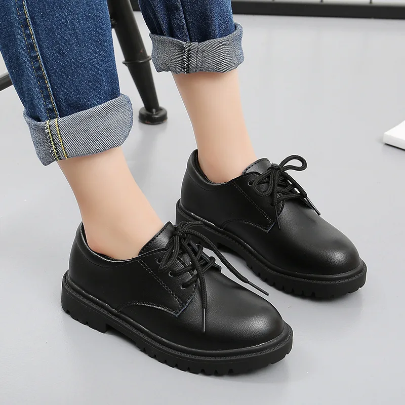 Boys Shoes Children Leather Shoes For Big Kids Teenagers Size 27-38 For Big Boy Formal Wedding Shoes British Style Simple Black - 2