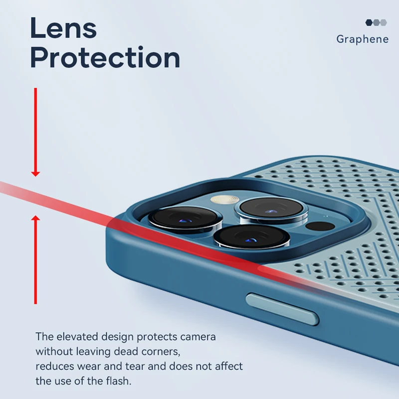 For iPhone 14 Pro Max Case Original Rock Space Graphene Heat Dissipation Low Temperature Phone Cover for iPhone 14 Plus