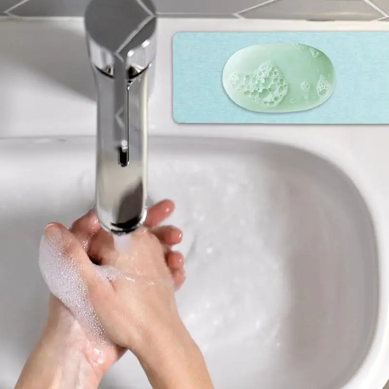 Set 4 Vassoi Assorbenti In Diatomite, Per Lavello E Bagno, Asciugatura Rapida Per Sapone E Spazzolini, Bianco, Con Cuscinetti Antiscivolo - 6