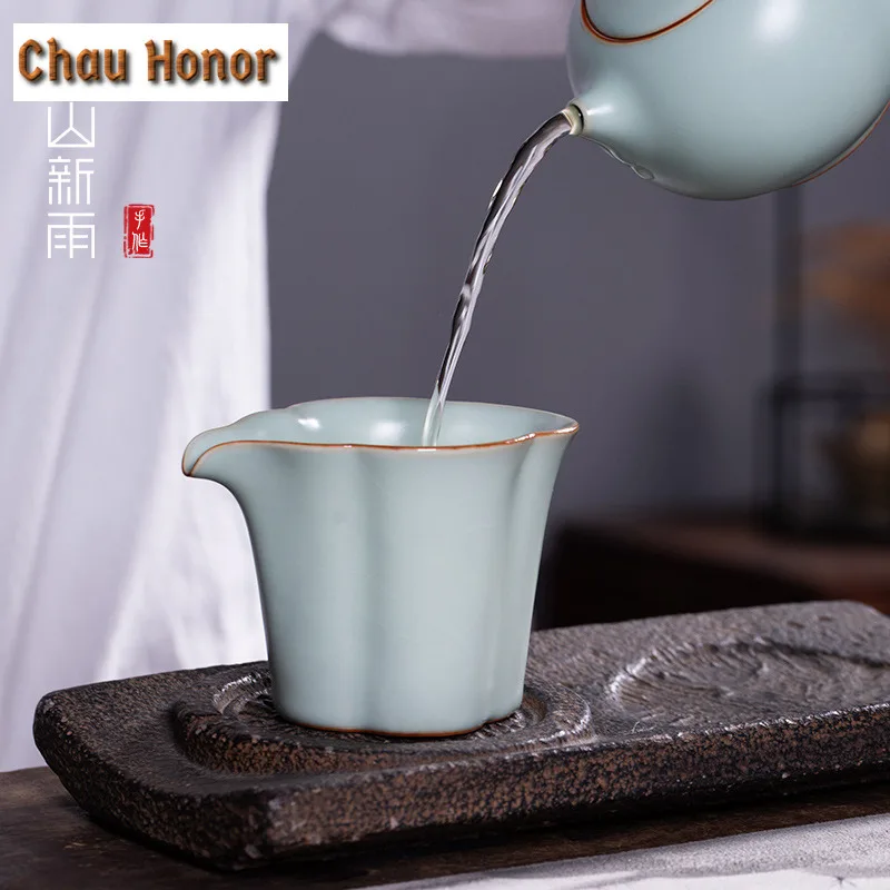 170ml Handmade Ru Kiln Porcelain Tea Pitcher Pour Tea Cha Hai Dispenser Justice Cup White Tea Fair Mug Teaset Craft Supplies