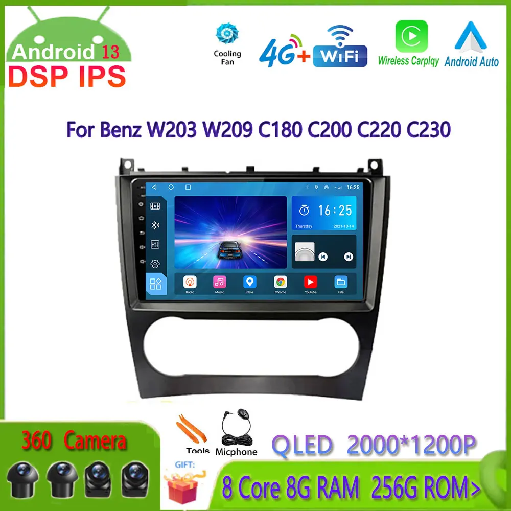

Навигация GPS SWC Android 13 для Benz W203 W209 C180 C200 C220 C230 DSP автомобильное радио мультимедийный DVD-плеер Стерео Авторадио аудио