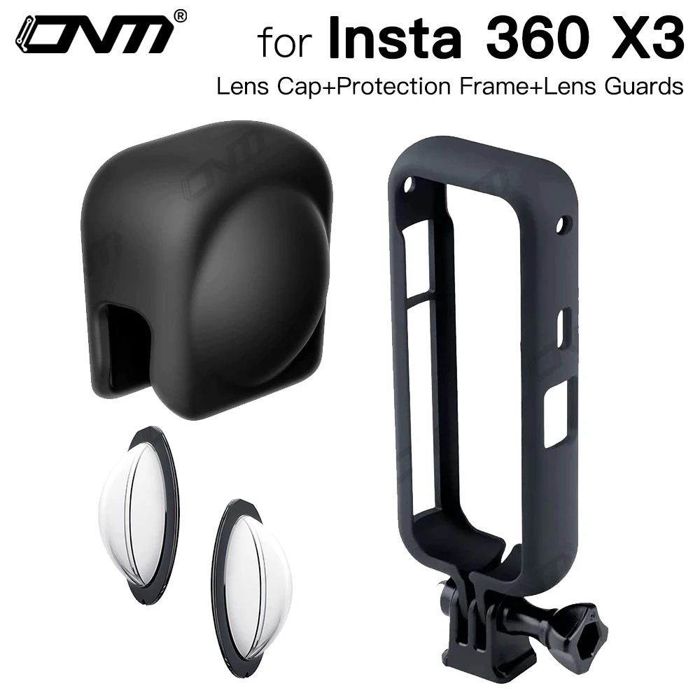 Insta360 X3 Lens Cap Protector + Protection Frame + Lens Guards for Insta 360 X3 Camera Protector Set Anti-scratch Accessories 50m waterproof box dual lens 360 dive case for insta360 r panoramic camera protection housing accessories