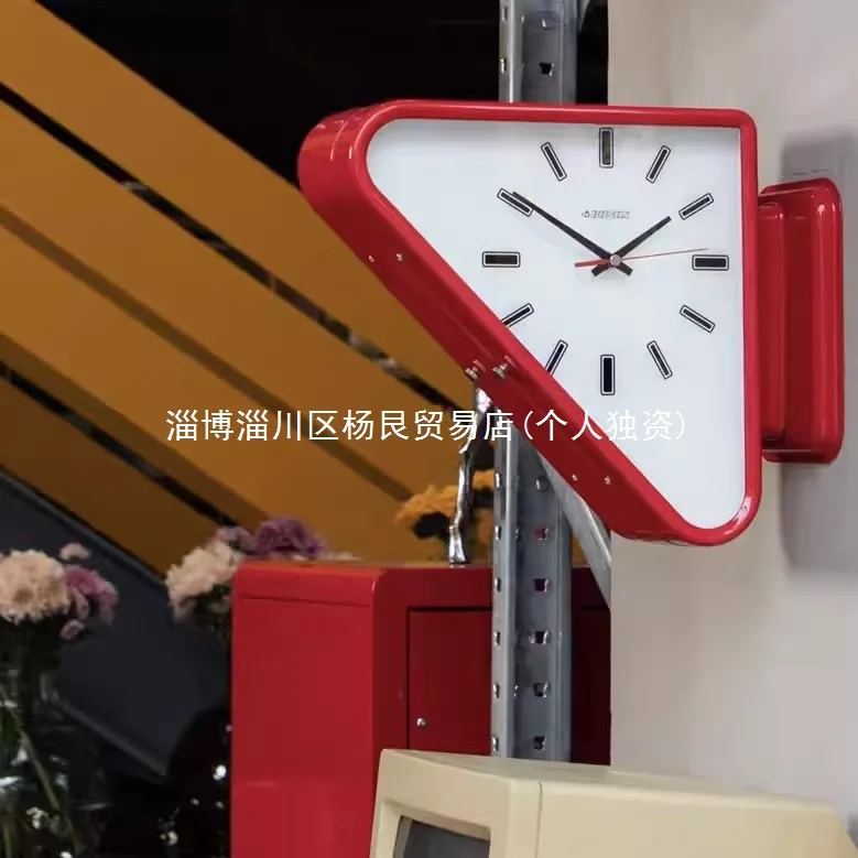 Metal Modern Wall Clocks Double-sided Triangular Wall Clock Silent