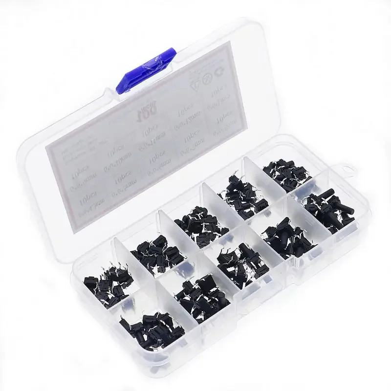 100PCs 10value 6x6 seal waterproof tact switch TV induction button dustproof micro switch assorted kit set