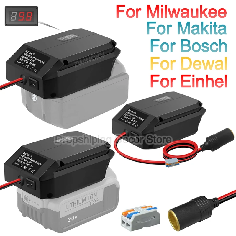 18V zu 12V Abwärtswandler für Makita/Dewalt/Milwaukee/Bosch, Batterieadapter, Zigarettenanzünderadapter, Power-Wheel-Adapter
