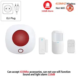 Wireless Indoor Siren Alarm System with High - Decibel Strobe and Loudspeaker (Kit 2 EU)