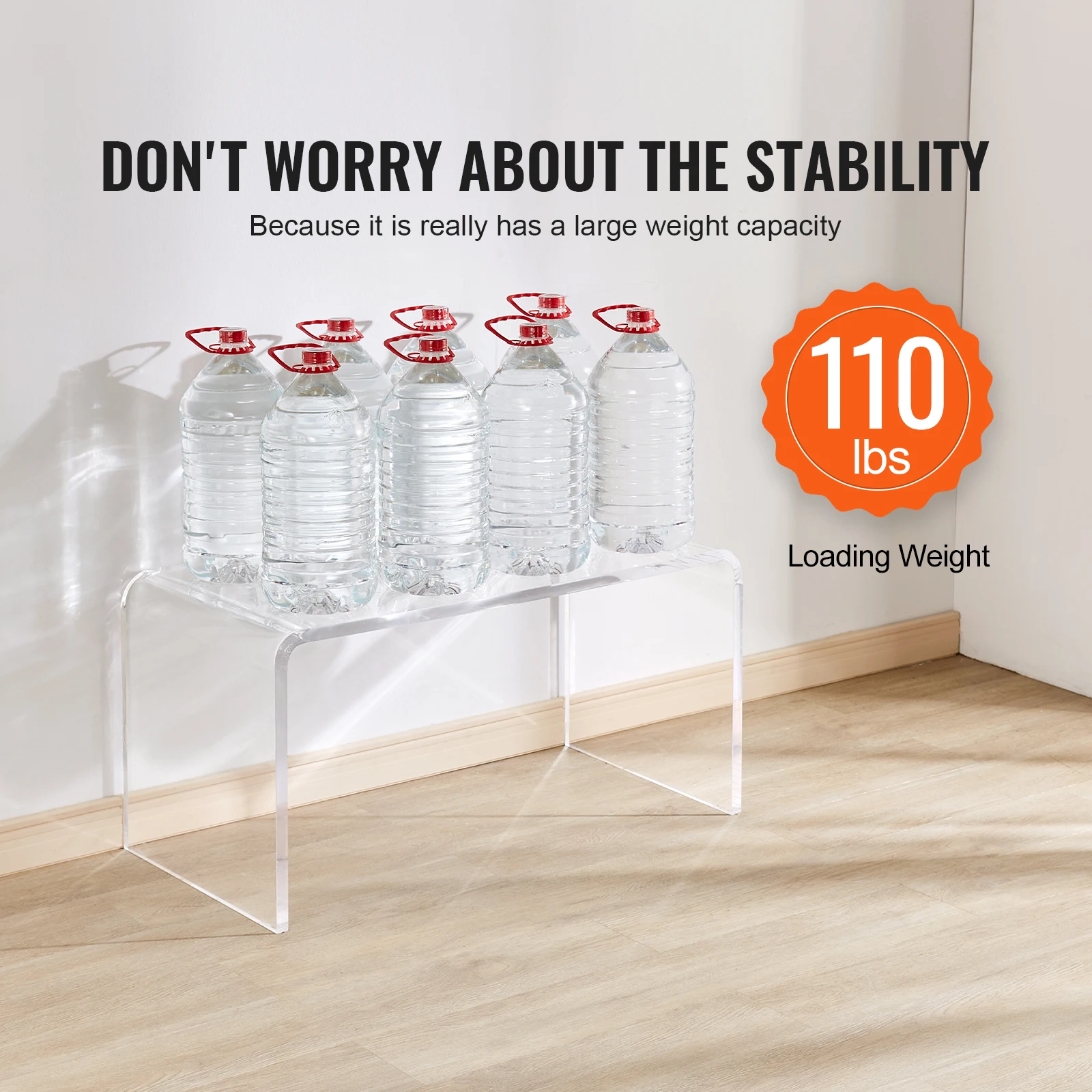 VEVOR Acrylic Coffee Table, C-Shaped Clear Acrylic End Table, 16.3 inch high Transparent Acrylic Side Table, for Living Room 3