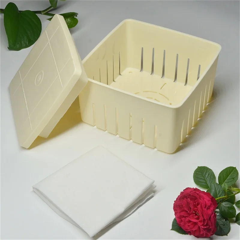 1 Set Kitchen Cooking Tool Set DIY Plastic Tofu Press Mould Homemade Tofu Mold Soybean Curd Making Mold With Cheese Cloth