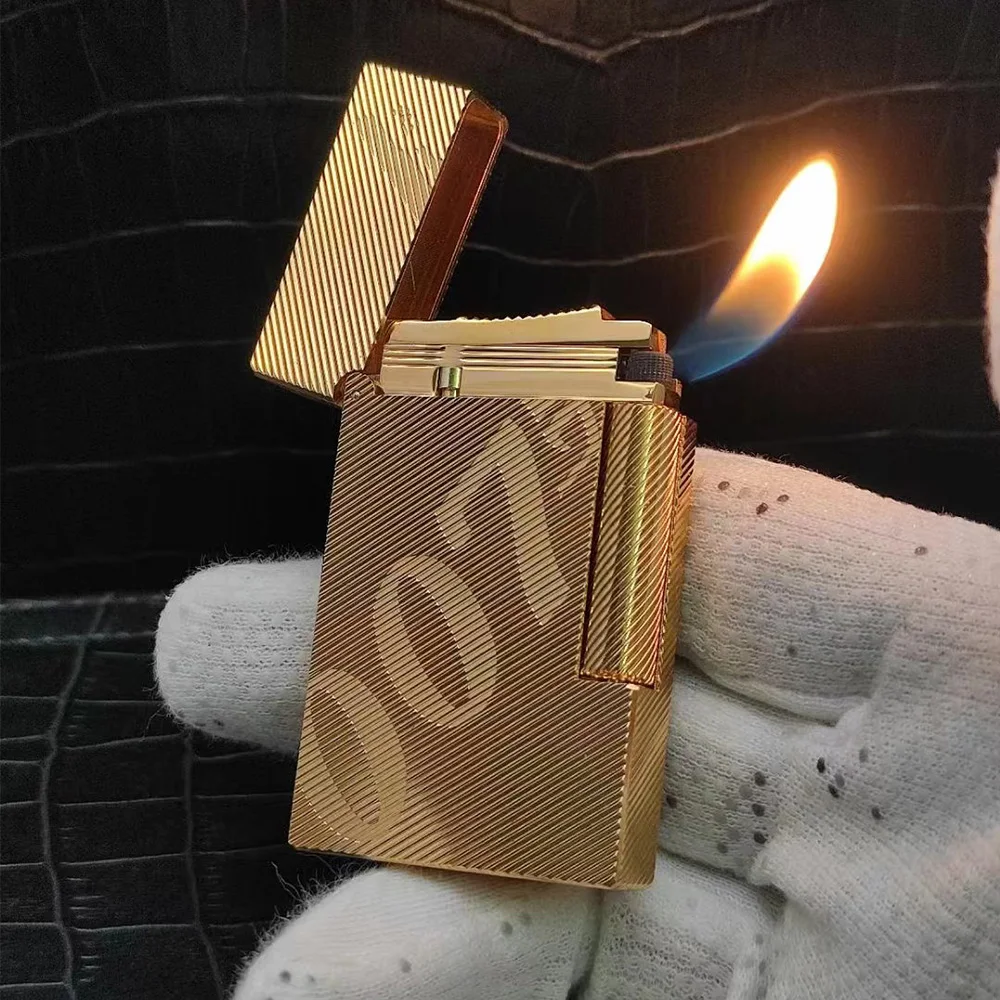 

Retro Light Luxury Ligne 2 Tobacco Cigar Cigarette gas Lighter oblique flame Butane Lighter Bright Sound Windproof Smoking