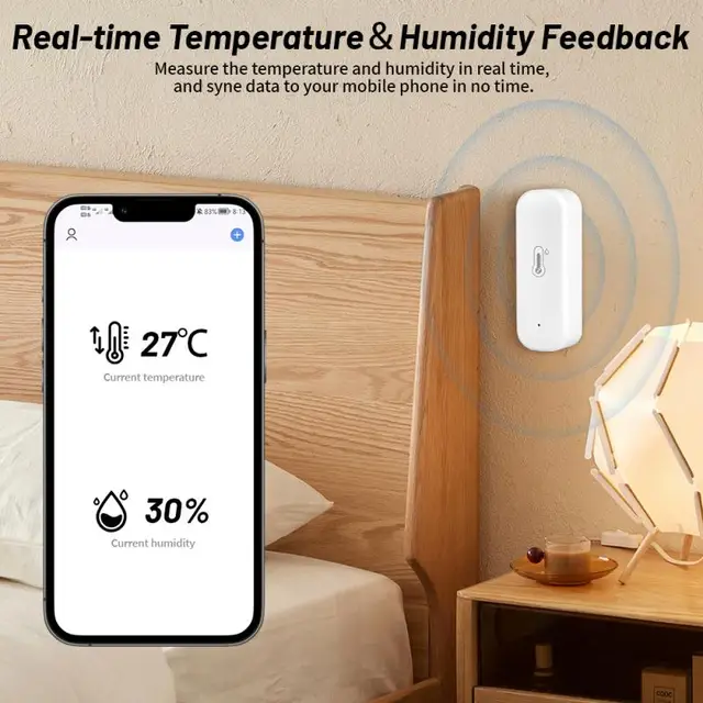 Aubess ZigBee/WiFi Tuya Smart Temperature And Humidity Sensor Smart Life APP Wireless Remote Control Work With Alexa Google Home 6