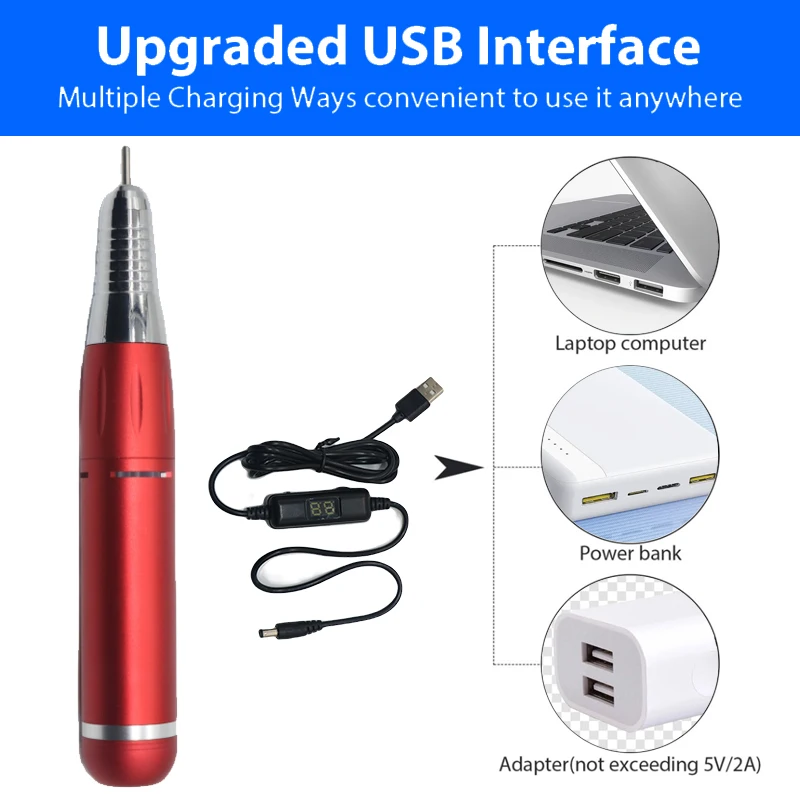 DDQ Nail Drill Machine with Ceramic Bit Set - 30000/35000RPM