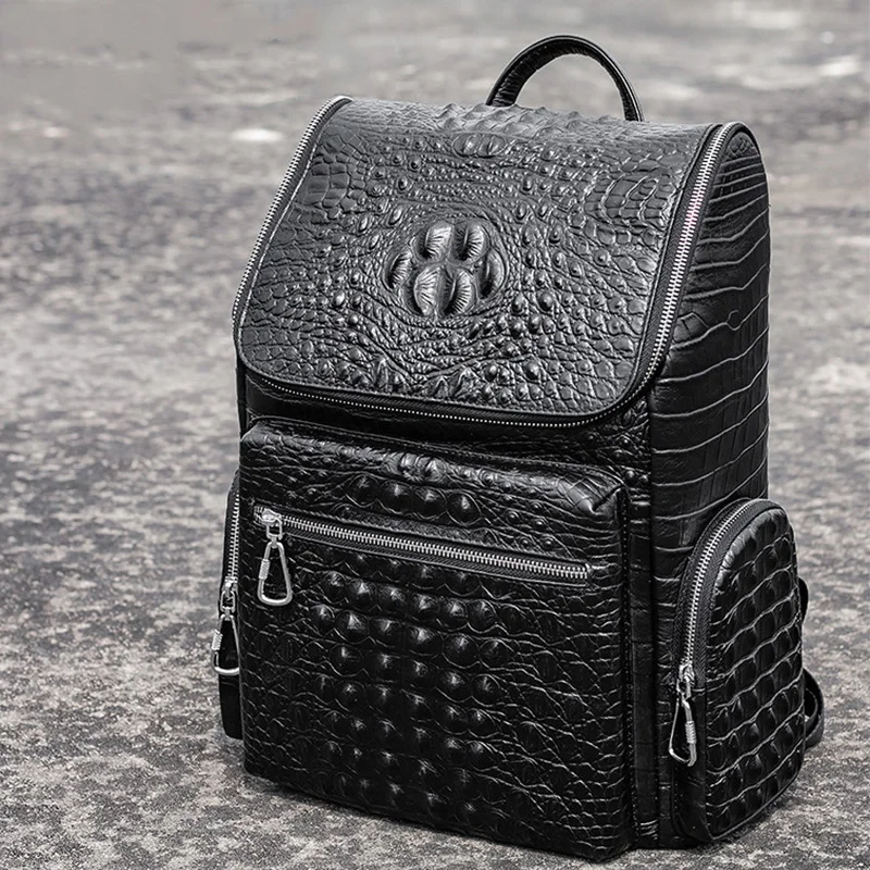Fashion Alligator Pattern Genuine Leather Backpack for Men