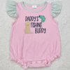 Boutique Baby Infant Girls Rompers Daddy's Fishing Buddy Embroidery Short Sleeve Rompers Toddler Girls Bubbles Sibling Rompers 3