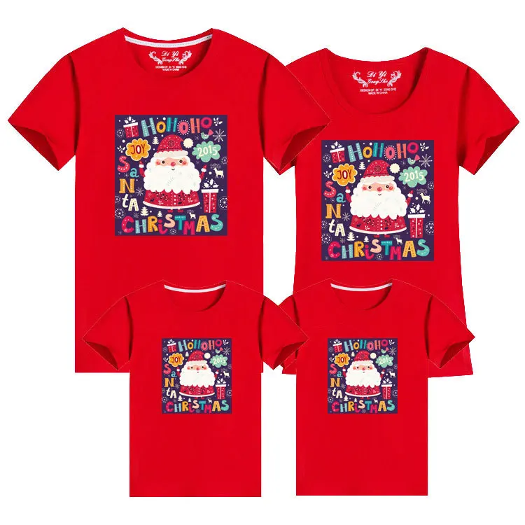 thumbnail image 1 of Camisetas navideñas de algodón de manga corta, ropa a juego para la familia, camisetas con estampado de Papá Noel, camisetas para parejas, conjuntos familiares para papá, mamá e hija, 1 of 5