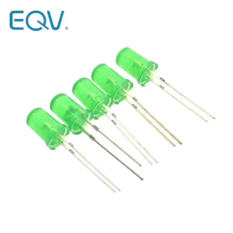 100pcs 5mm Diffused Green Led Diode Dip Round Wide Angle Through Hole 2 Pin Led Light Emitting