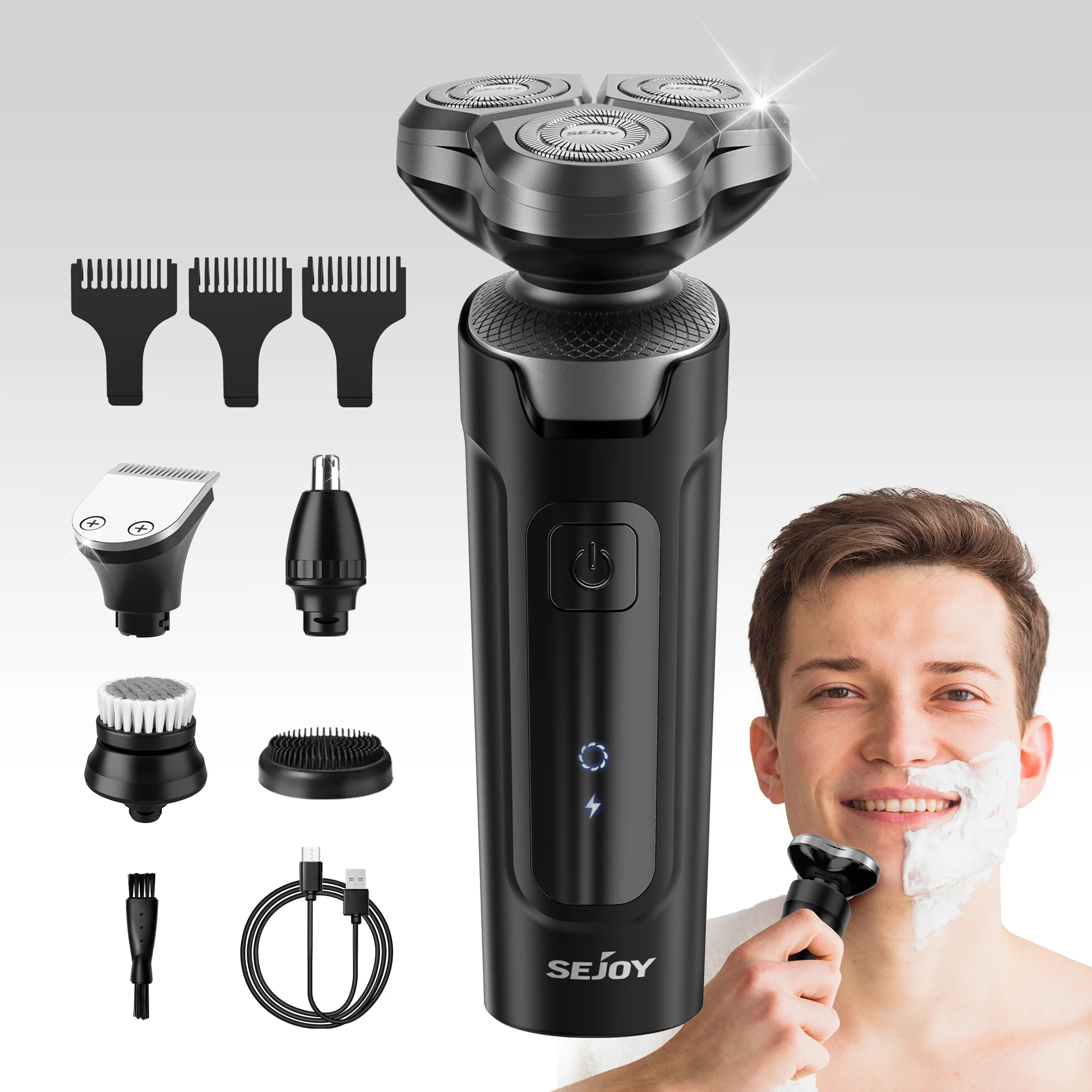 SEJOY Shaver Men USB Electric Shaver Powerful Beard Shaving Machine Electric Razor Rechargeable Waterproof 2