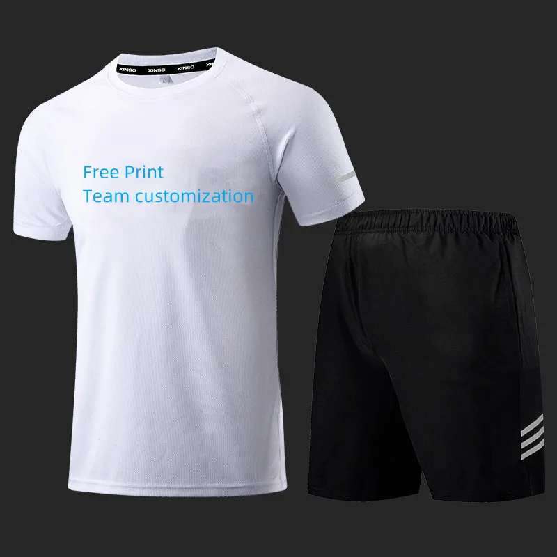 

Мужской Трикотажный костюм для бадминтона, быстросохнущая одежда, печать на заказ, напечатанное изображение, короткий рукав, Настольный теннис