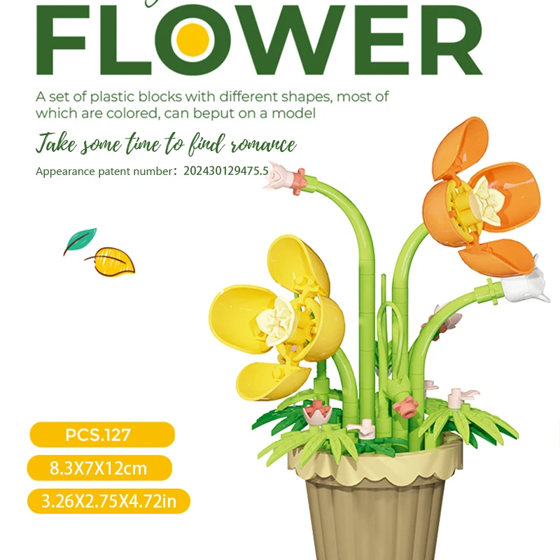building block toy Building block flower potted plant assembly toy decoration micro particle plant potted children's toy gift