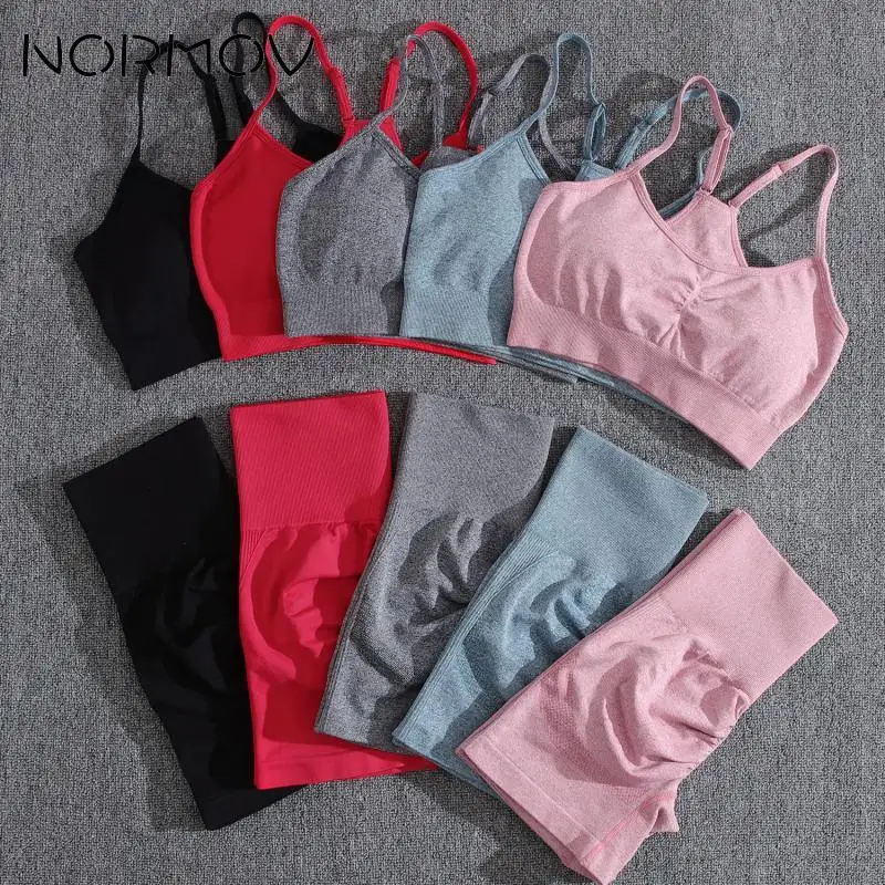 Two Piece Workout Set Solid Yoga Set Seamless Tracksuit Woman Booty Sports Shorts Push Up Peach Buttocks Gym Shorts gym workout set yoga set sportswear set sports set