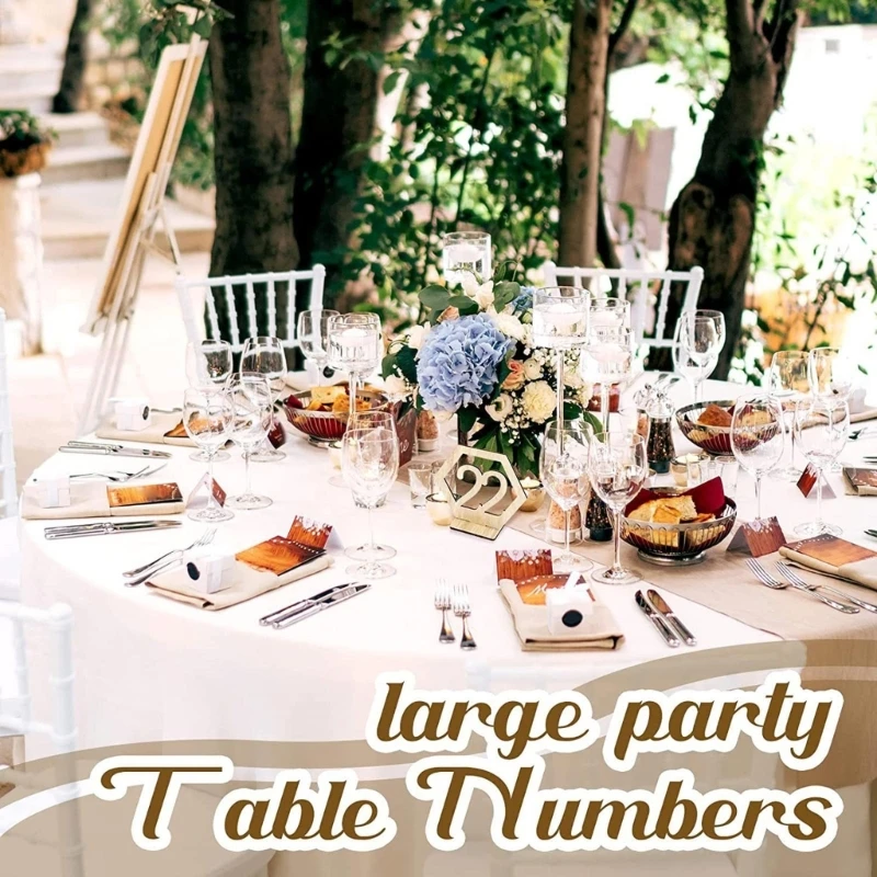 10pcs/set Hexagon Wood Table Number Sign Decorative Ornament Crafts for Wedding Birthday Holiday New Year Decoration
