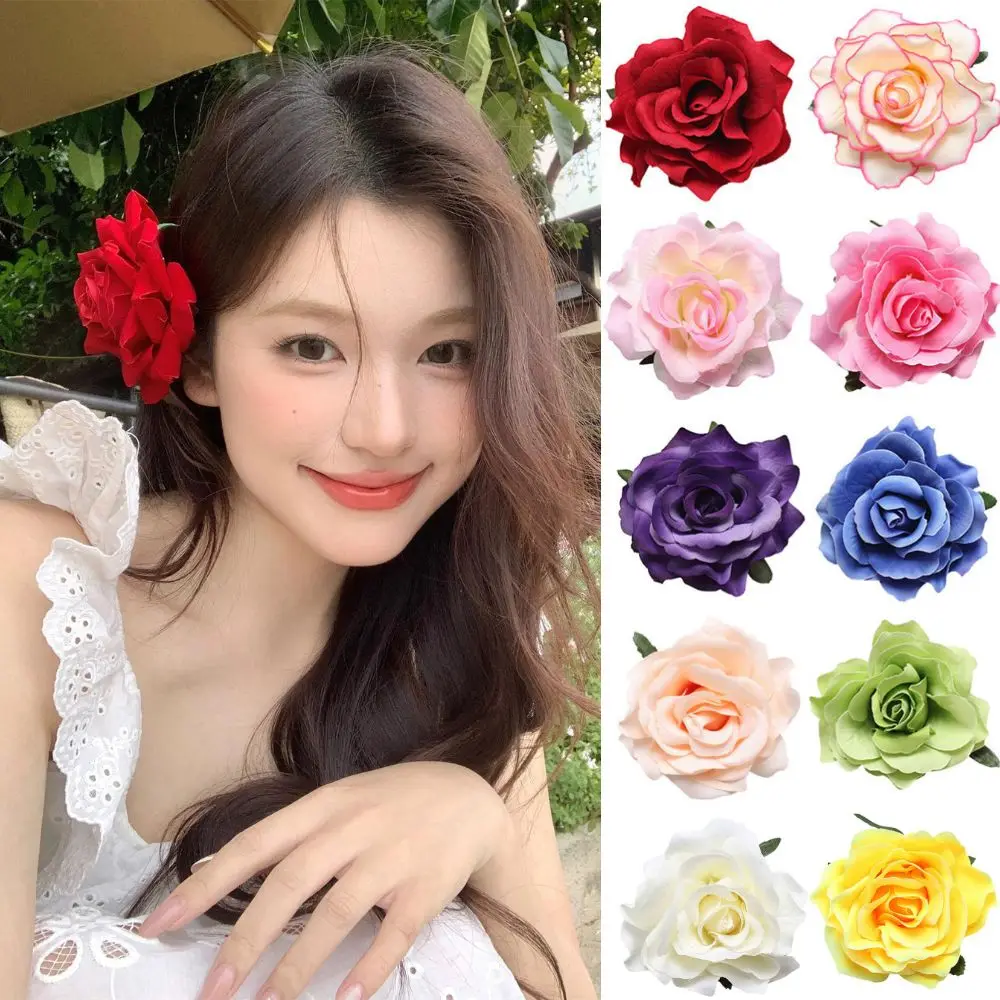 Elegant Red Rose Hair Clips - Valentine's Day & Beach Party Accessories