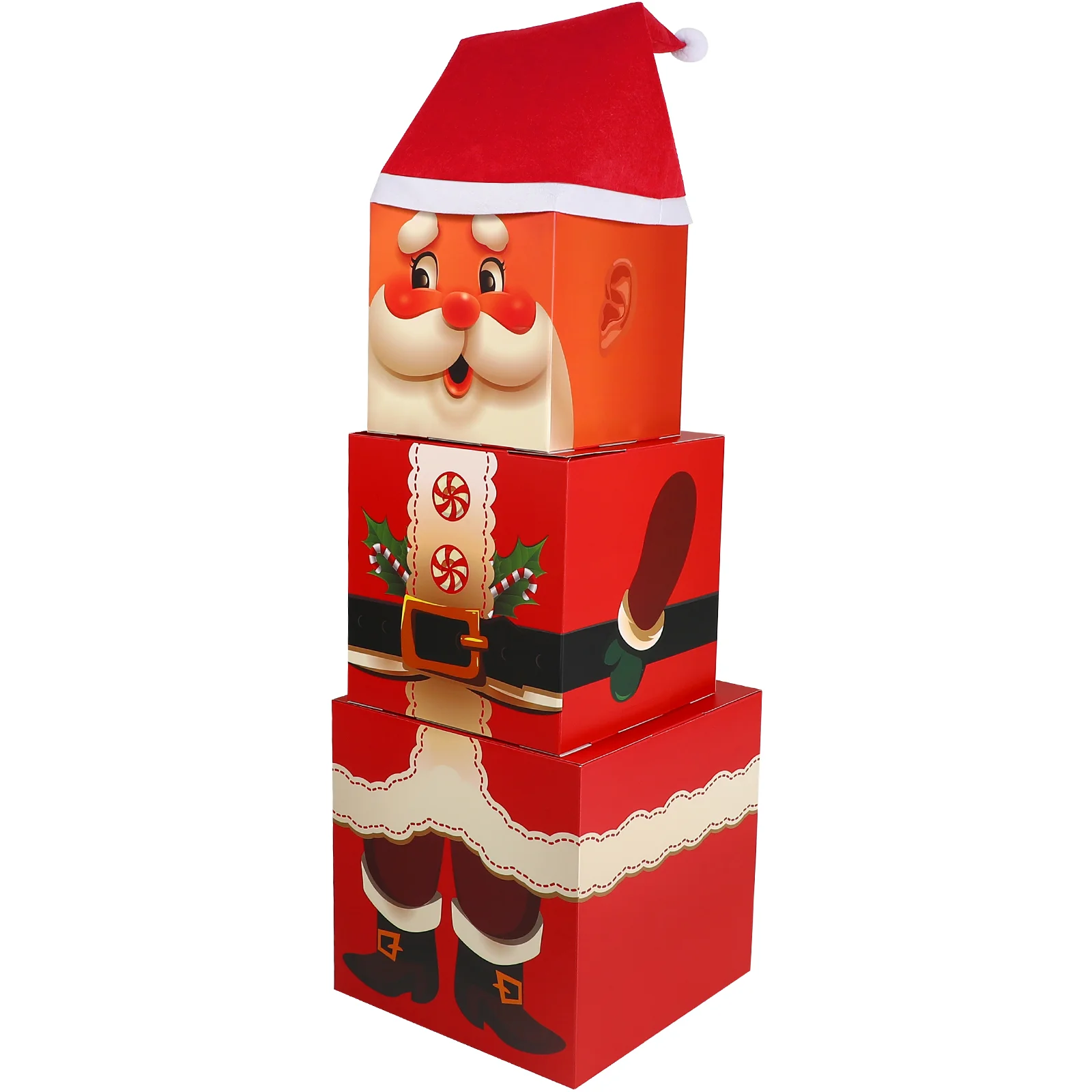 

Коробки с шапочкой Санта Клаус для рождественской вечеринки милый Рождественский орнамент бумажный гнездовой подарок