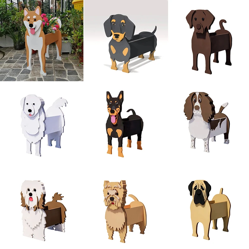 Flower Pot Flower Vase Hydroponic Flower Pot Plant Pot Garden Flower Pot Dog Shape Planter Shiba inu Mastiff Cain Terrier Havanese Vase Pots DIY PVC Flower Planters Garden Home Decor