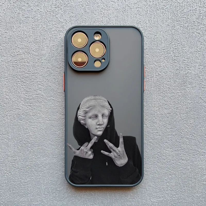 thumbnail image 1 of Art Aesthetic David Mona Lisa Phone Case For iPhone 11 14 Pro Max 13 12 15 Pro Max Mini XS X XR SE2 7 8 Plus Shockproof Covers, 1 of 5