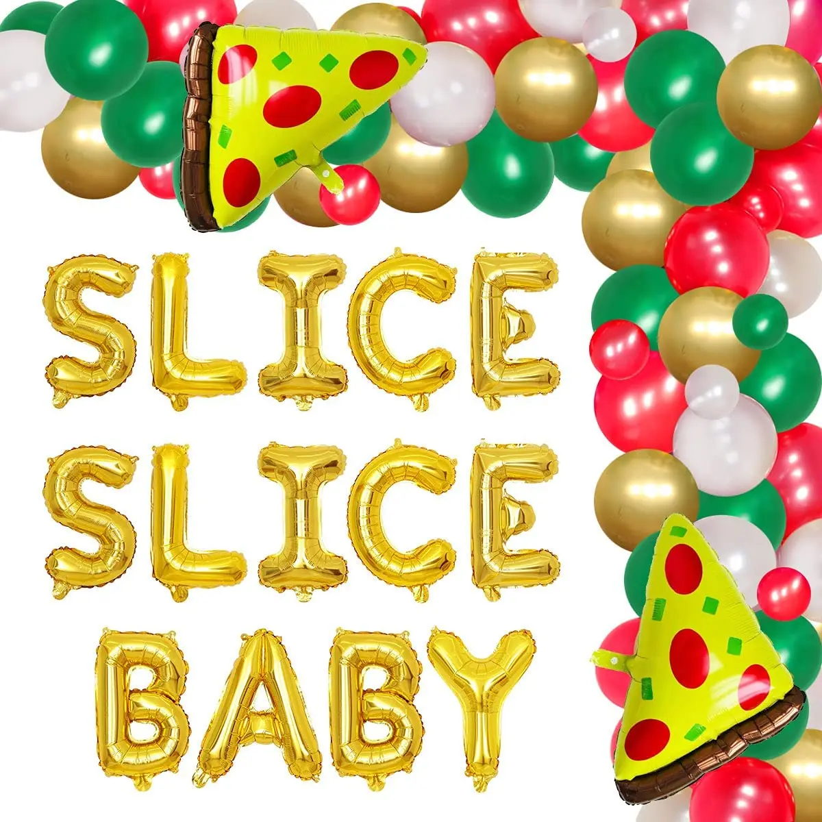 

Pizza Balloon Garland Kit Slice Slice Baby Balloons Pizza Foil Balloons for Pizza Theme Birthday Party Baby Shower Decorations