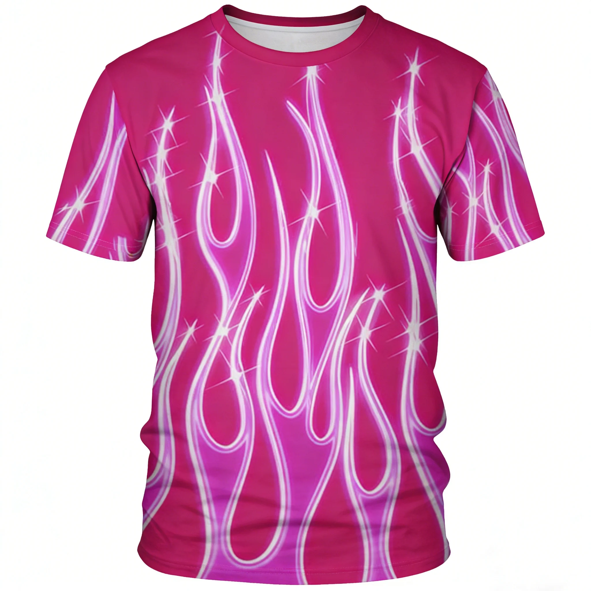 Herren-T-Shirts, 3D-Vintage-Sommermode, rote Flamme, hawaiianisches T-Shirt, kurzärmeliges, übergroßes Sommerhemd für Herren – Detail 11