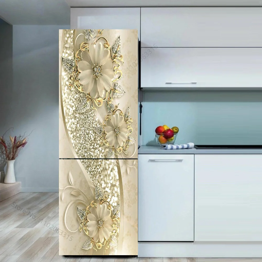 2 Autocollants Réfrigérateur Motif Pivoine Rose - Vinyle Adhésif - 41,5 Cm X 200 Cm - Déco Cuisine, Bar