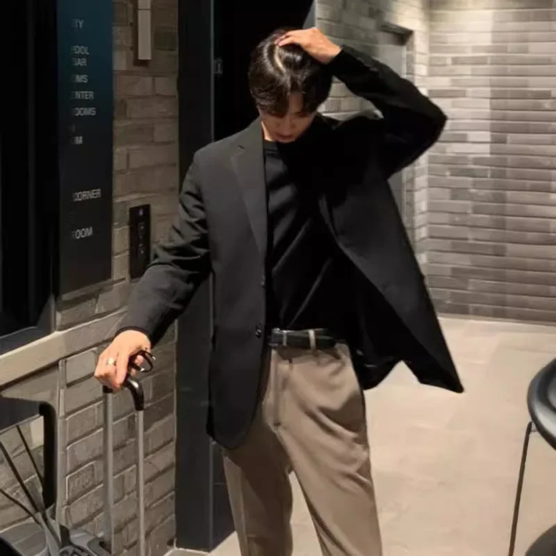 Mens blazer Korean casual western-style loose-fit single-breasted jacket autumn trendy Dongdaemun style