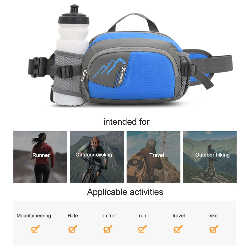 Fanny Pack Running Belt Purse Phone Pouch Nylon Sling Waist Pack with Bottle Holder for Running Hiking for Hydration for Jogging 3