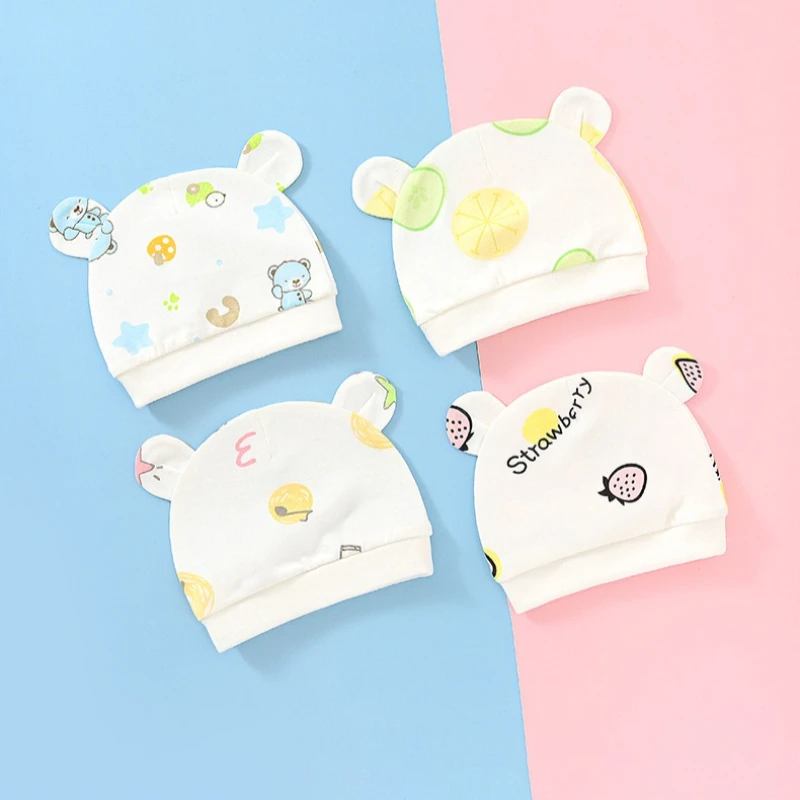 3pcs/set Cartoon Newborn Baby Hats Gloves Foot Cover Beanies Cotton Soft Caps Cute Cartoon Caps for Newborn Baby Accessories