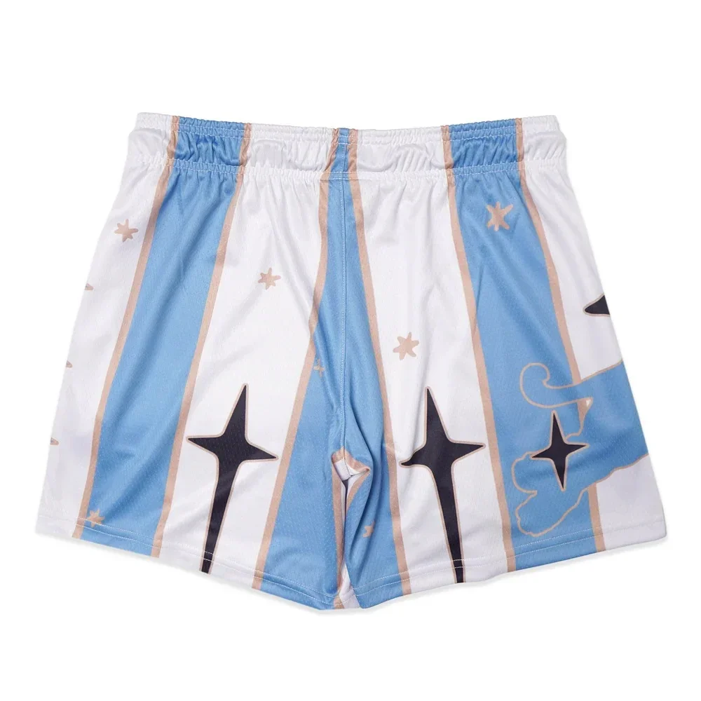 American Style Sporty Mesh Shorts Breathable Sweat Wicking Loose Fitness Beach Basketball Pants Summer Outdoor Activities